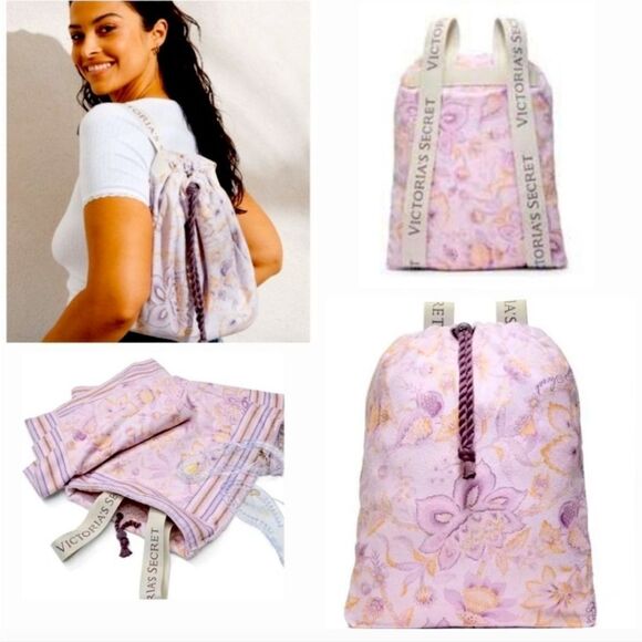 Victoria's Secret Handbags - Victoria's Secret Lavender Floral Beach Towel Backpack